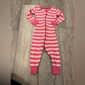 Hanna Andersson Bold Stripe Sleeper Full Zip Pink Peony/Shell Pink 18-24 Mo